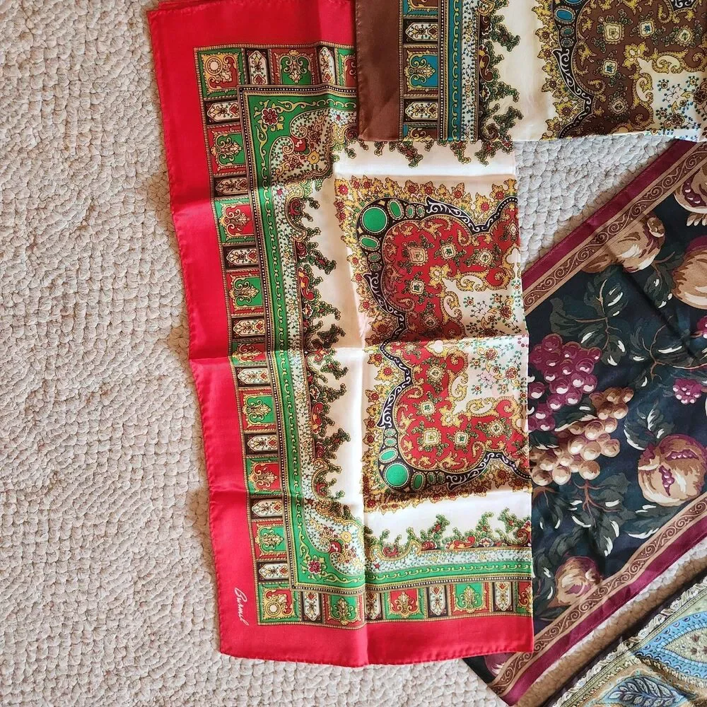 Womens Scarf Lot of 4 Burmel Talbots Unbranded Vintage Floral Tapestry Paisley